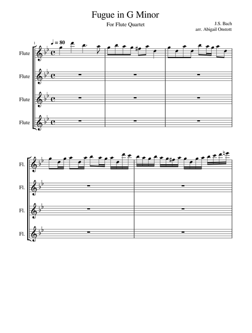 Fugue in G Minor, BWV 578 (For Flute Quartet)