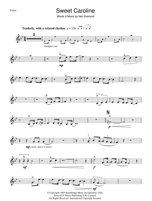 Sweet Caroline - Neil Diamond (Violin Solo)