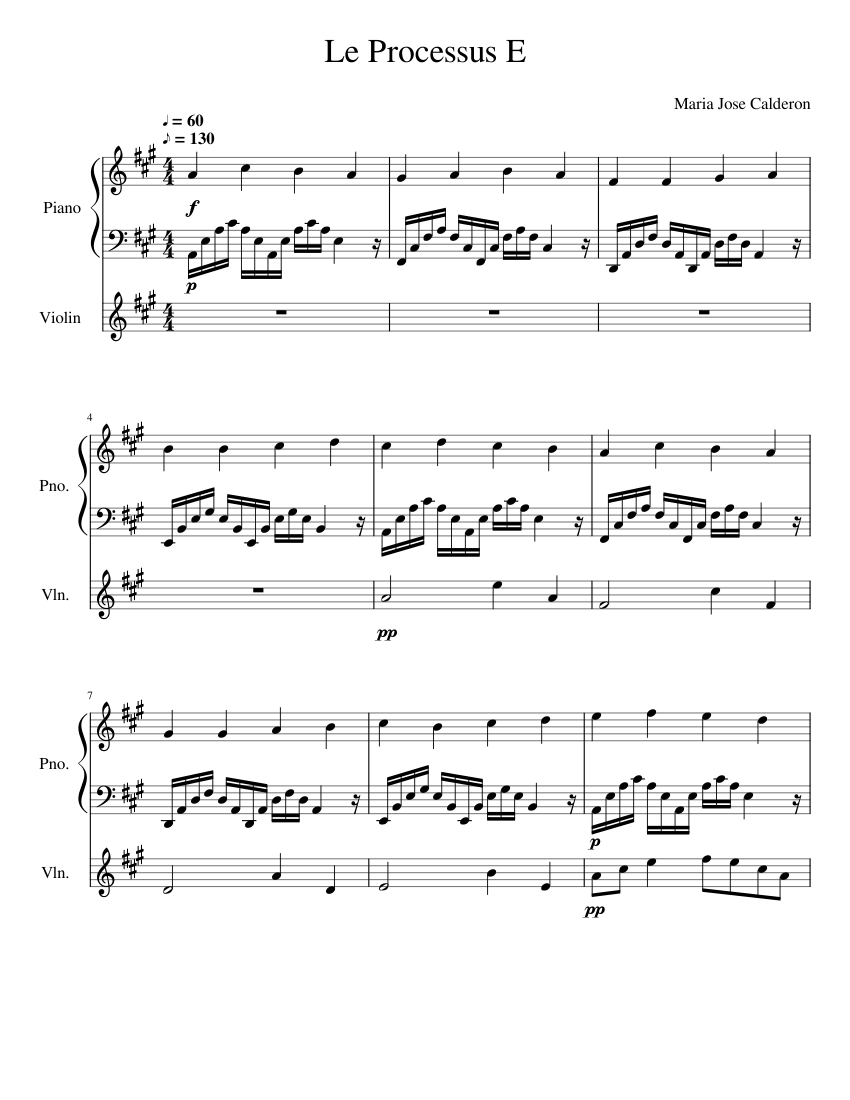 Le Processus E Sheet music for Piano, Violin (Solo) | Musescore.com
