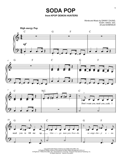 Soda Pop (from KPop Demon Hunters) - Saja Boys (Easy Piano)
