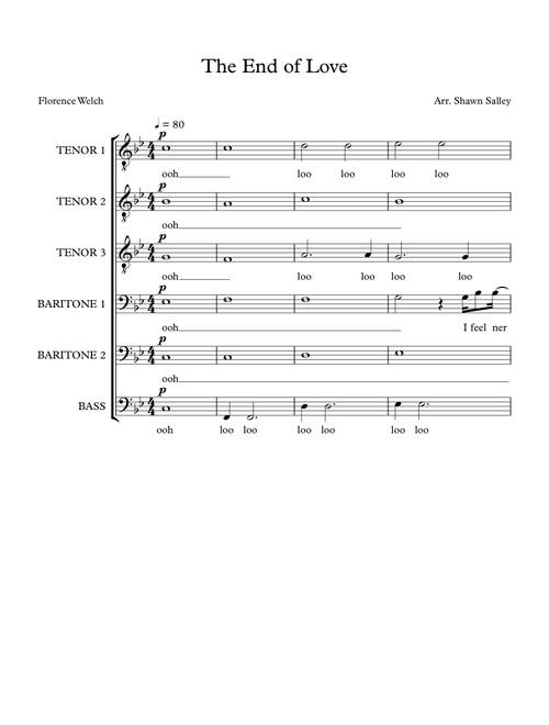 The End Of Love (Arr. Shawn Salley) - Florence + The Machine (Choral, TTBB)