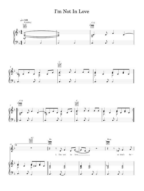 I'm not in love - Graham Gouldman (10cc) (Piano-Voice)