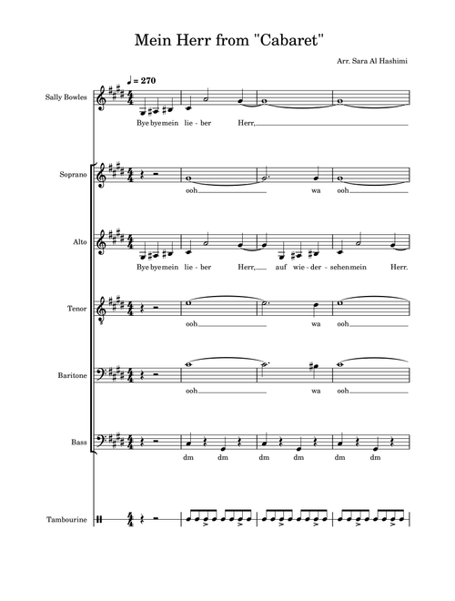 Mein Herr (Arr. Sara Al Hashimi) - John Kander, Fred Ebb (Choral, 5-Part)