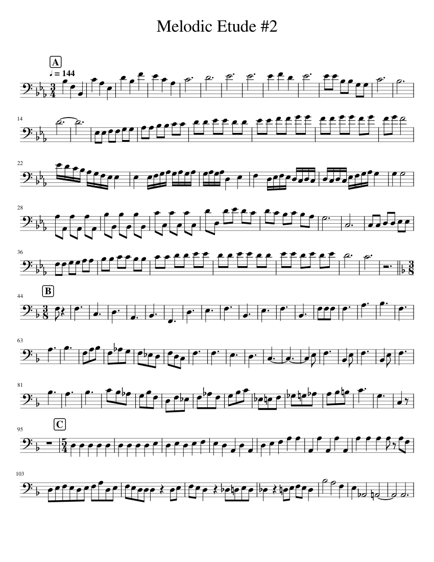 Melodic Etude #2 Sheet Music for Trombone (Solo) | MuseScore.com
