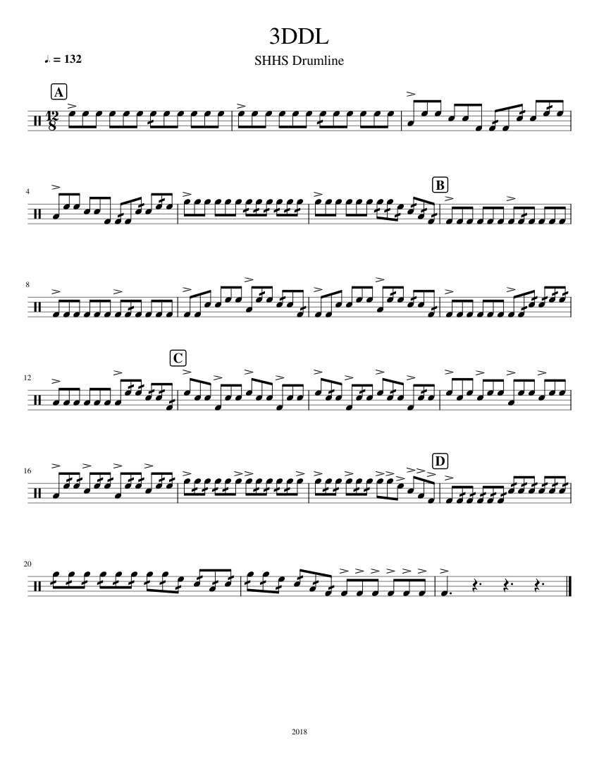 3DDL Quads Sheet music for Tenor drum (Solo)