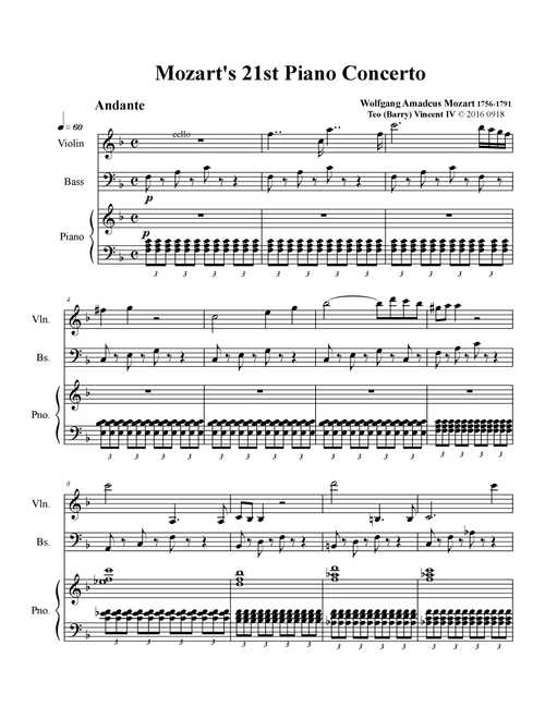 Piano Concerto No.21, K.467: II. Andante (Arr. Teo Barry Vincent) - Wolfgang Amadeus Mozart (String Ensemble)