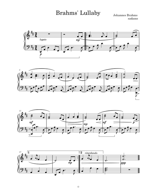 Brahms Lullaby – Johannes Brahms