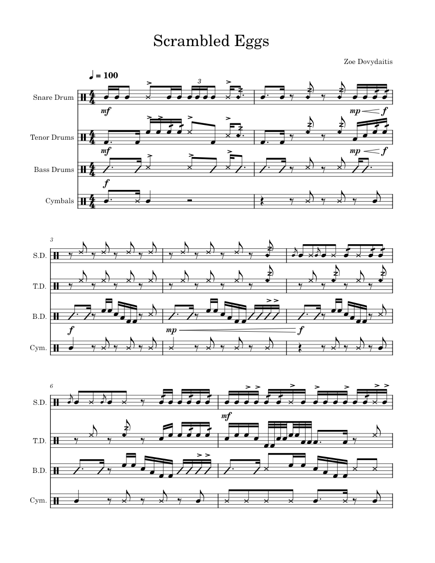 Scrambled Eggs Drumline Cadence piano tutorial