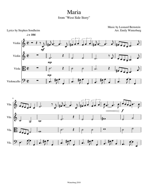 Maria for string quartet