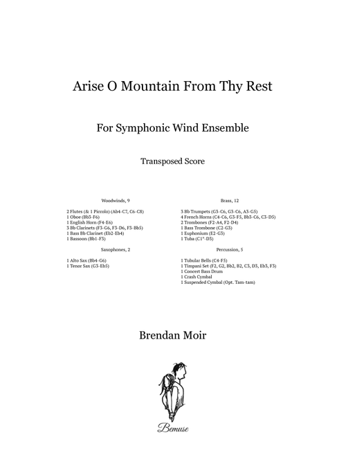 Arise O Mountain From Thy Rest (Score & Parts) - Brendan Moir (Concert Band)