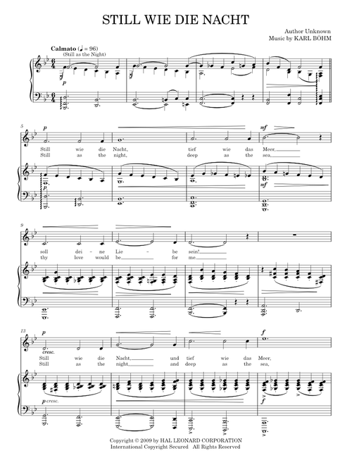 Still wie die Nacht - Carl Bohm (Piano-Vocal-Guitar)