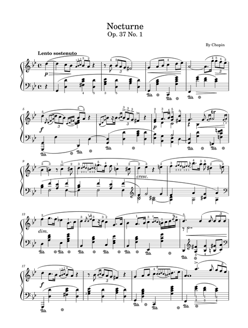 Chopin, Nocturnes in G minor Op.37 No.1, for Piano Solo Original With Fingering (Arr. poon) - Frédéric François Chopin (Piano Solo)