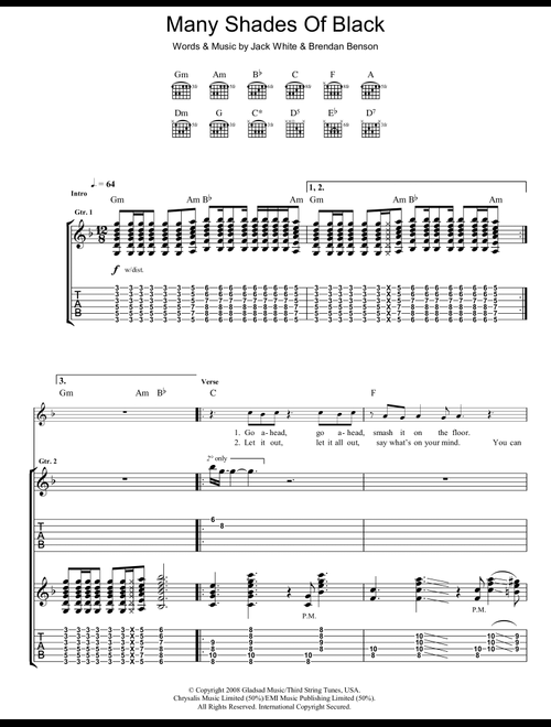 Many Shades Of Black - The Raconteurs (Guitar Tab)