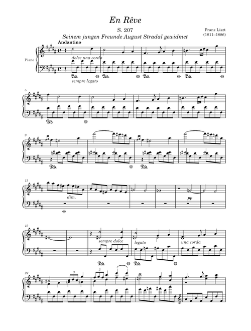 En Rêve S. 207 in B Major – Liszt