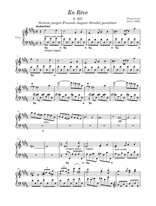 En Rêve S. 207 in B Major – Liszt