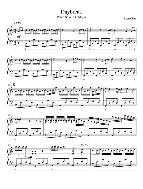 Daybreak: Piano Solo in C Major - Ryan Clare