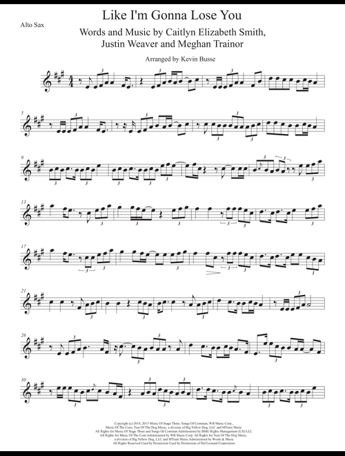 Like I'm Gonna Lose You (Arr. Kevin Busse) - Meghan Trainor (Alto Sax Solo)