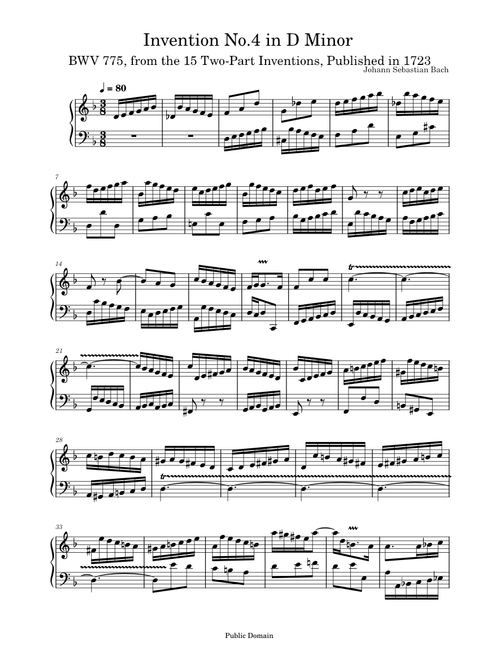 Invention No.4 in D Minor – Johann Sebastian Bach