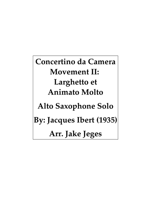 Concertino Da Camera By Jacques Ibert
