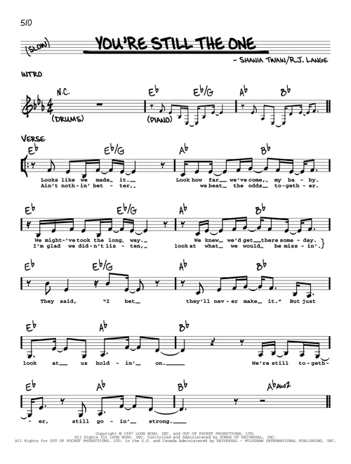 You're Still The One - Shania Twain (Real Book - Melody-Chords-Lyrics)