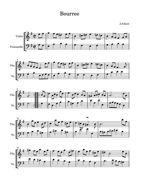 Suite in E minor, BWV 996 (Bach, Johann Sebastian) (Arr. Kin Leung) - J.S.BACH (Instrumental Duet)