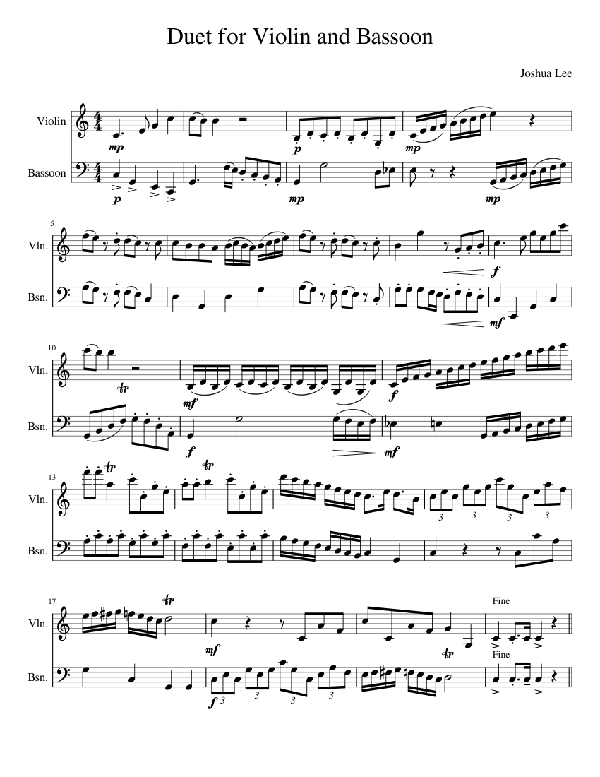 Duet_for_Violin_and_Bassoon Sheet music for Bassoon, Violin (Mixed Duet)