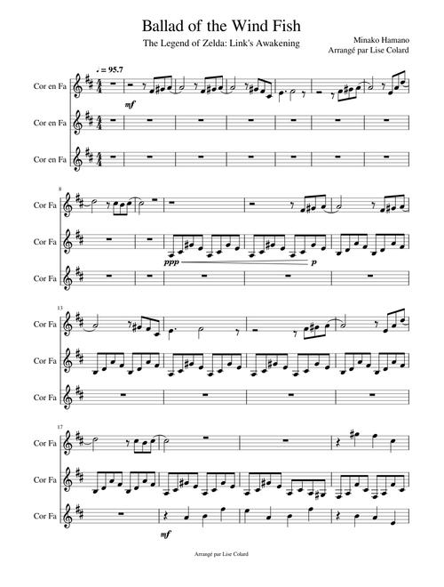 Ballad of the Wind Fish - Link's awakening - Trio French Horn