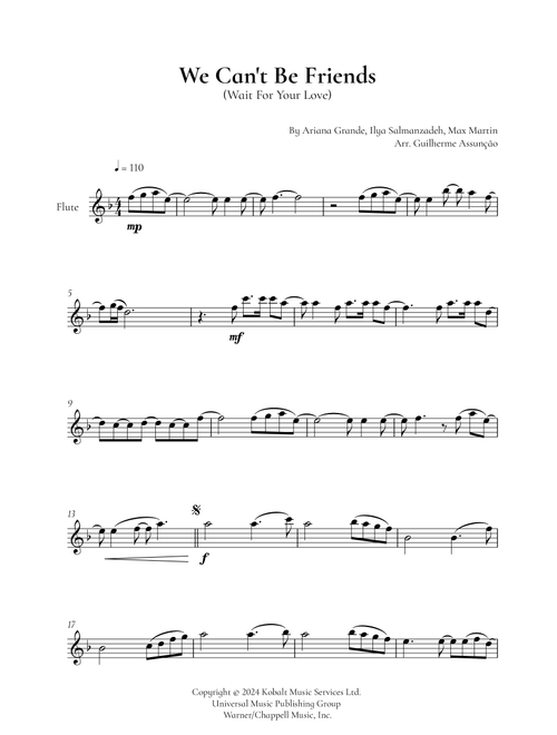 We Can't Be Friends (Wait For Your Love) (Arr. Guilherme Assunção) - Ariana Grande (Flute Solo)