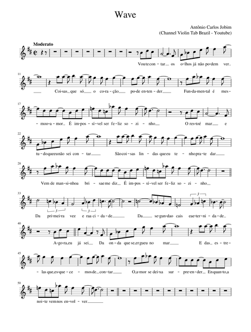 Wave – Tom Jobim (Channel Violin Tab Brazil - Youtube)