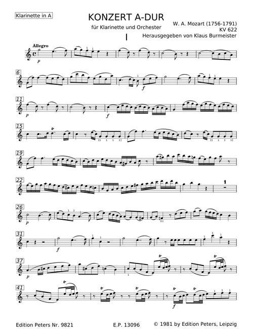 Clarinet Concerto in A major, K.622 - Wolfgang Amadeus Mozart