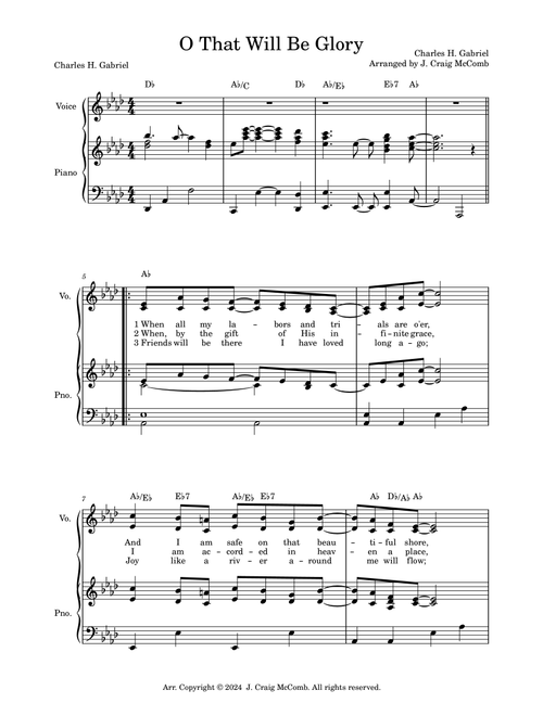 O That Will Be Glory (Arr. J. Craig McComb) - Charles H Gabriel (Piano-Vocal-Guitar (Piano Accompaniment))