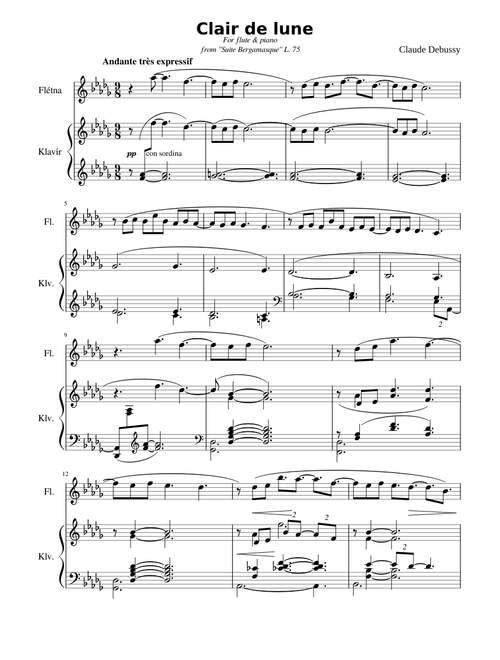 Clair de lune for flute and piano