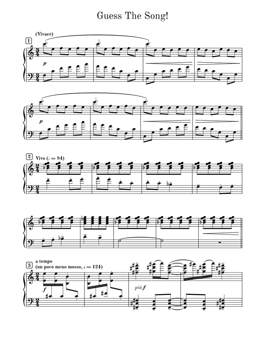 Guess The Song! Sheet music for Piano (Solo) | Musescore.com