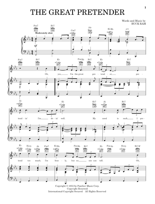 The Great Pretender - The Platters (Piano-Vocal-Guitar)