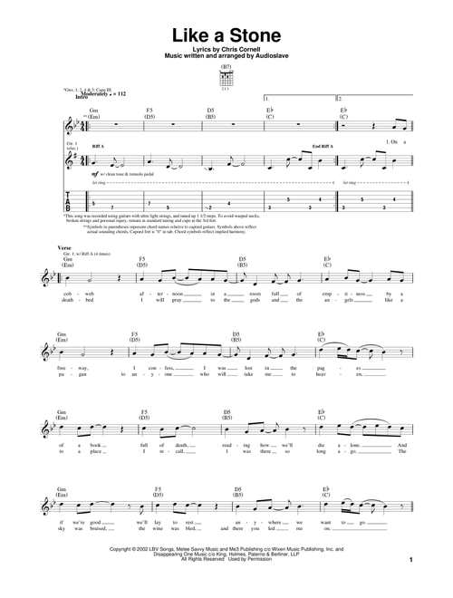 Like A Stone - Audioslave (Guitar Tab)