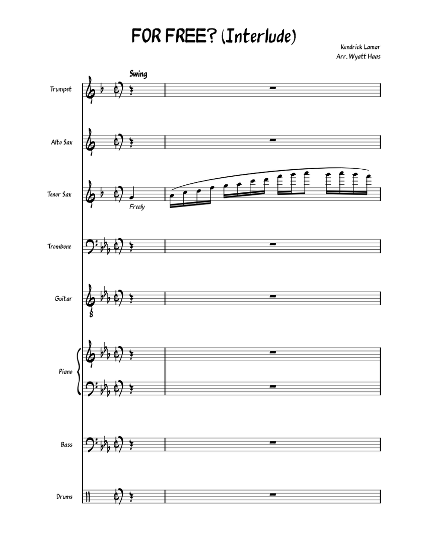 For Free? (Interlude) Kendrick Lamar Sheet music for Piano, Trombone