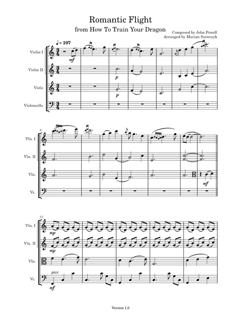 Romantic Flight - How To Train Your Dragon - String Quartet
