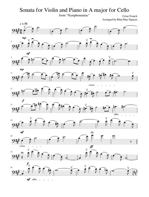 Sonata for Violin and Piano in A major for Cello