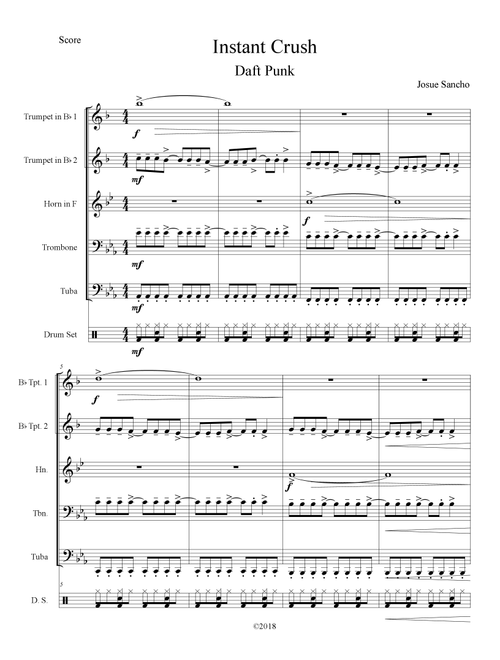 Instant Crush (Arr. Josué Sancho) - Daft Punk (Small Ensemble)