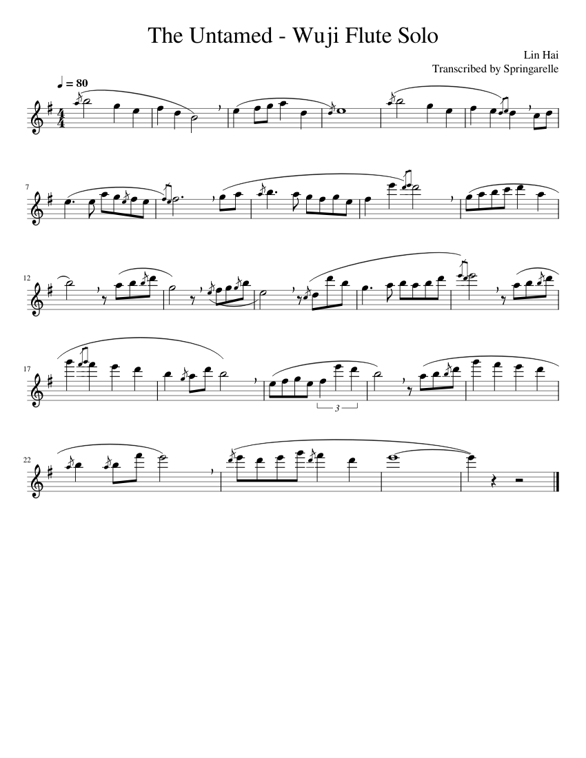 The Untamed Wuji Flute Solo Sheet music for Flute Solo Musescore
