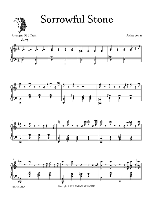 Sorrowful Stone (Arr. Digital Scores Collection) - Akira Senju (Piano Solo)