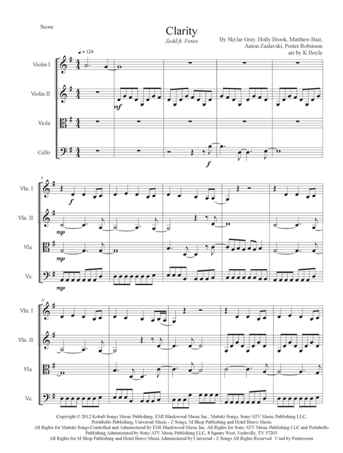 Clarity (Arr. Karlie Boyle) - Zedd (String Quartet)