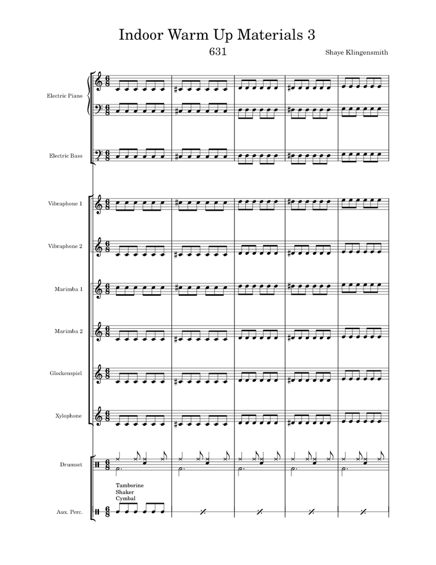 Indoor Warm Up Materials 3 Sheet music for Piano, Vibraphone ...