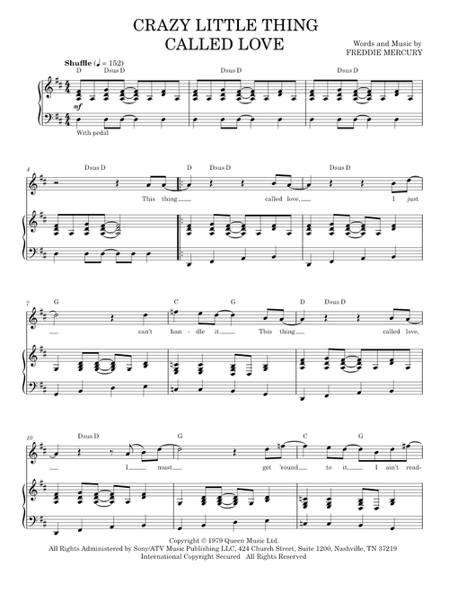 Crazy little thing called love - Queen (Piano Vocal)