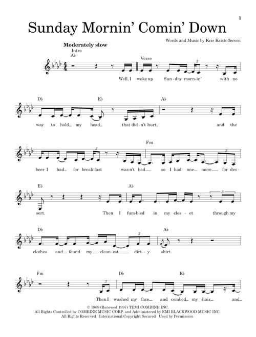 Sunday Mornin' Comin' Down - Johnny Cash, Kris Kristofferson (Pro Vocal)
