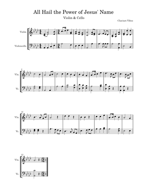 All Hail The Power Of Jesus' Name – Clarinet Vibes