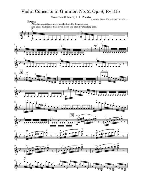 The four seasons - summer – Antonio Vivaldi Antonio Lucio Vivaldi - Violin Concerto in G minor, No. 2, Op. 8, RV 315, Summer (Storm) III. Presto