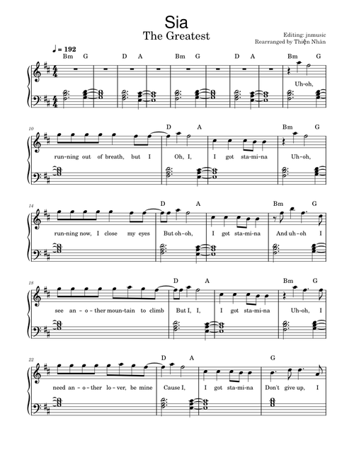 The greatest – Sia - Piano