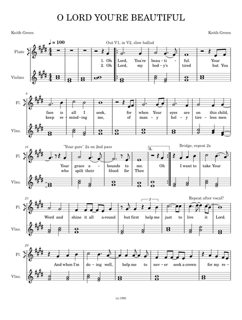 O Lord, You're Beautiful – Keith Green O LORD YOURE BEAUTIFUL-Alto Sax