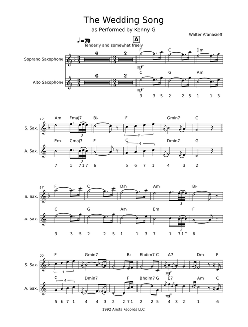 The Wedding Song – Kenny G (Sax Duet)